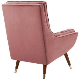 Suggest Button Tufted Performance Velvet Lounge Chair in Dusty Rose