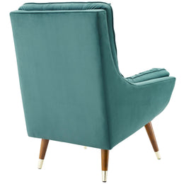 Suggest Button Tufted Performance Velvet Lounge Chair in Teal