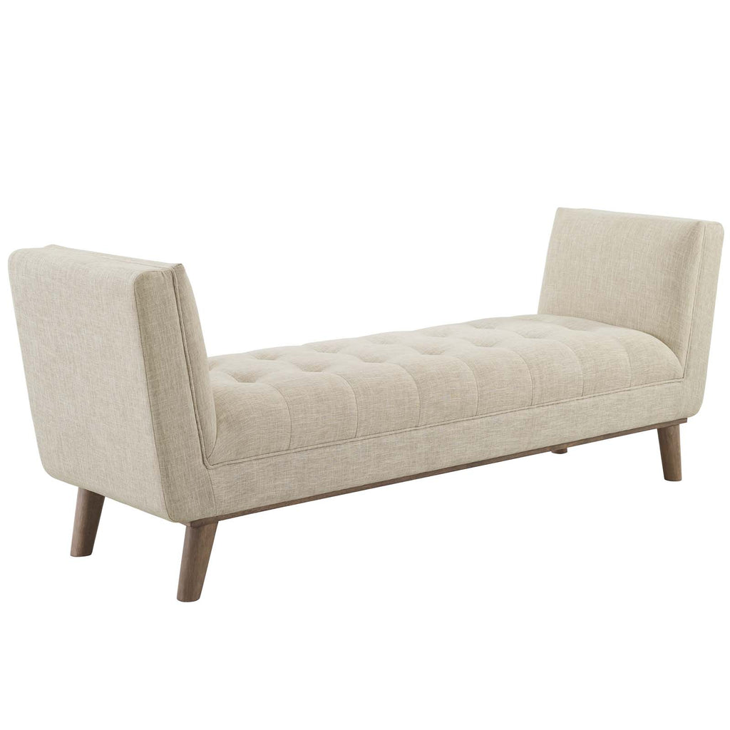 Haven Tufted Button Upholstered Fabric Accent Bench in Beige