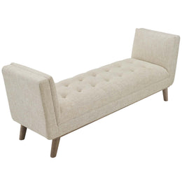 Haven Tufted Button Upholstered Fabric Accent Bench in Beige