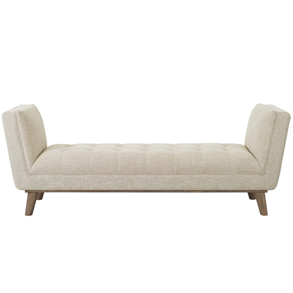 Haven Tufted Button Upholstered Fabric Accent Bench in Beige