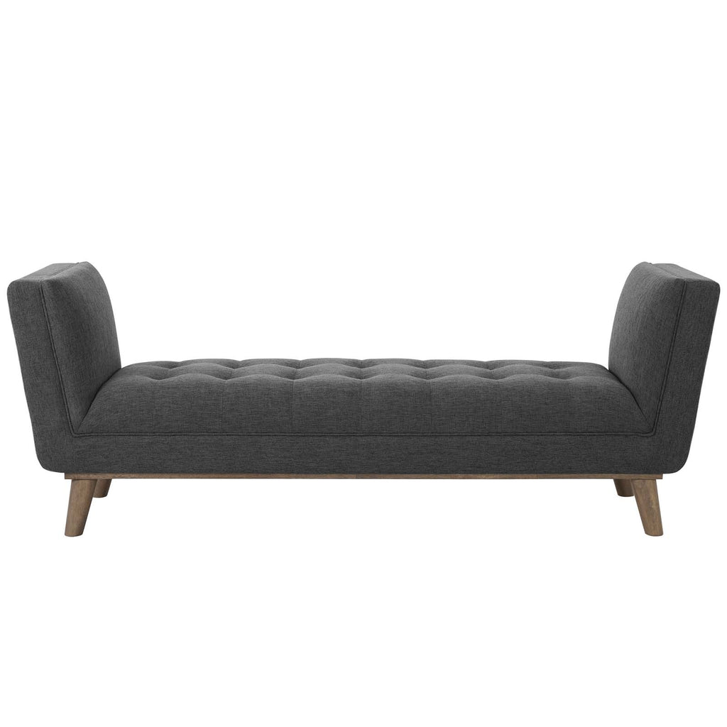 Haven Tufted Button Upholstered Fabric Accent Bench in Gray