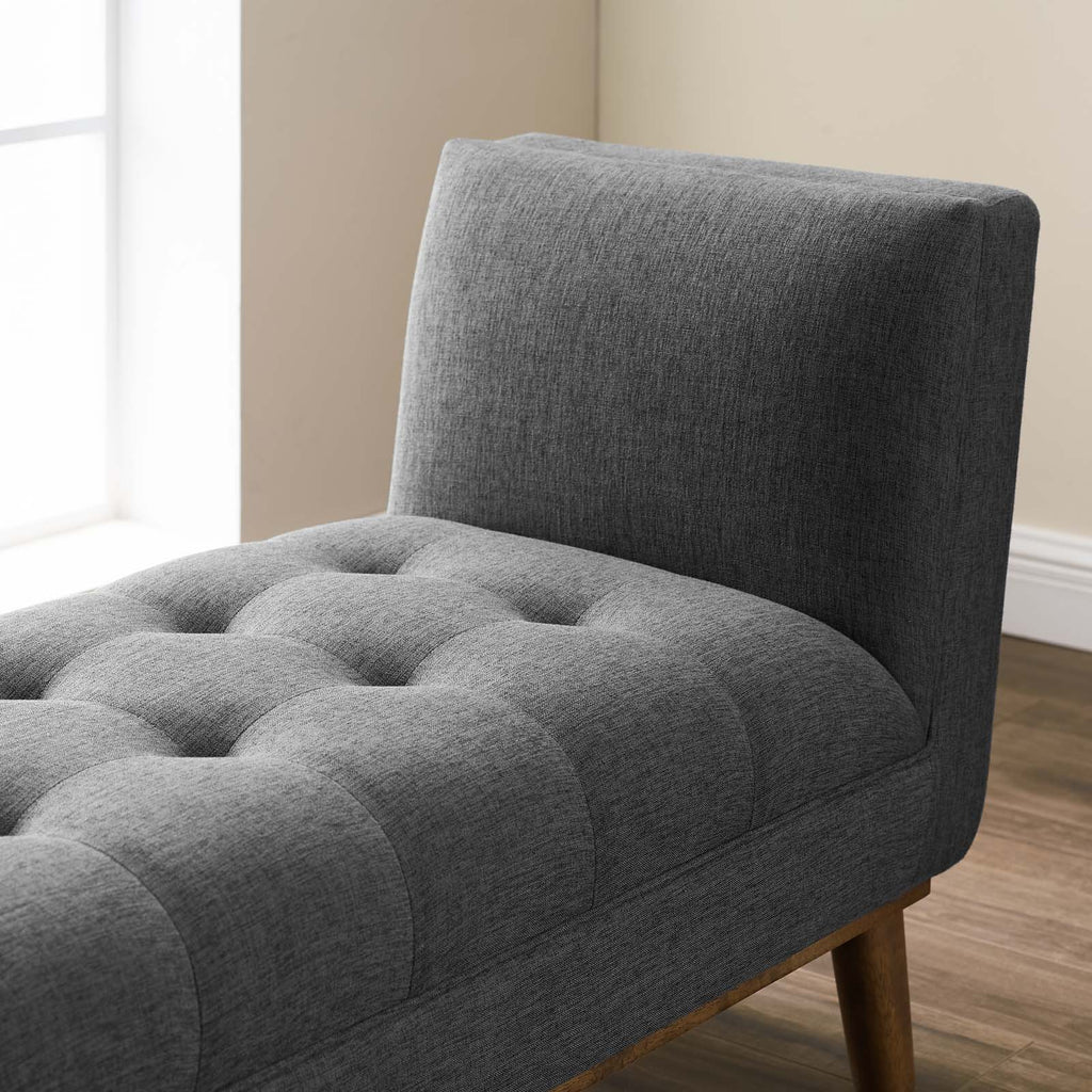 Haven Tufted Button Upholstered Fabric Accent Bench in Gray