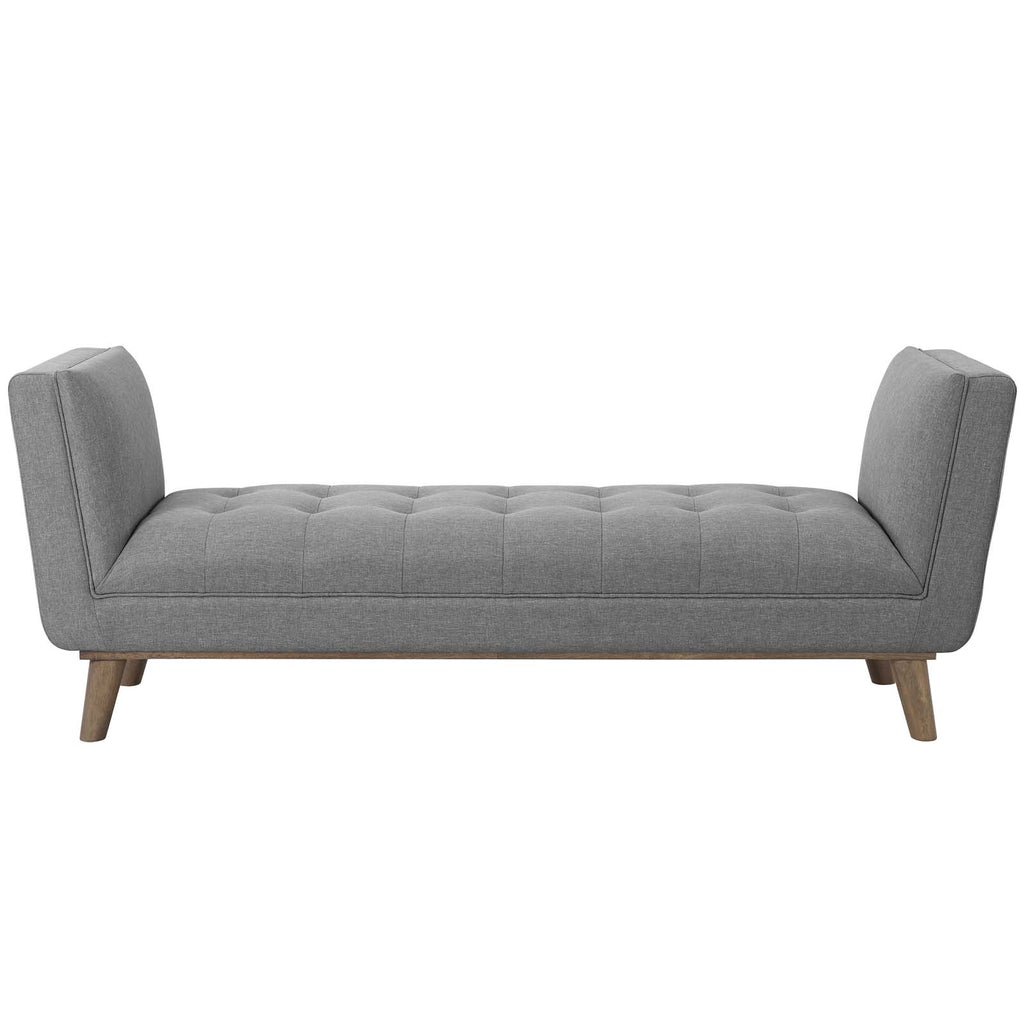 Haven Tufted Button Upholstered Fabric Accent Bench in Light Gray