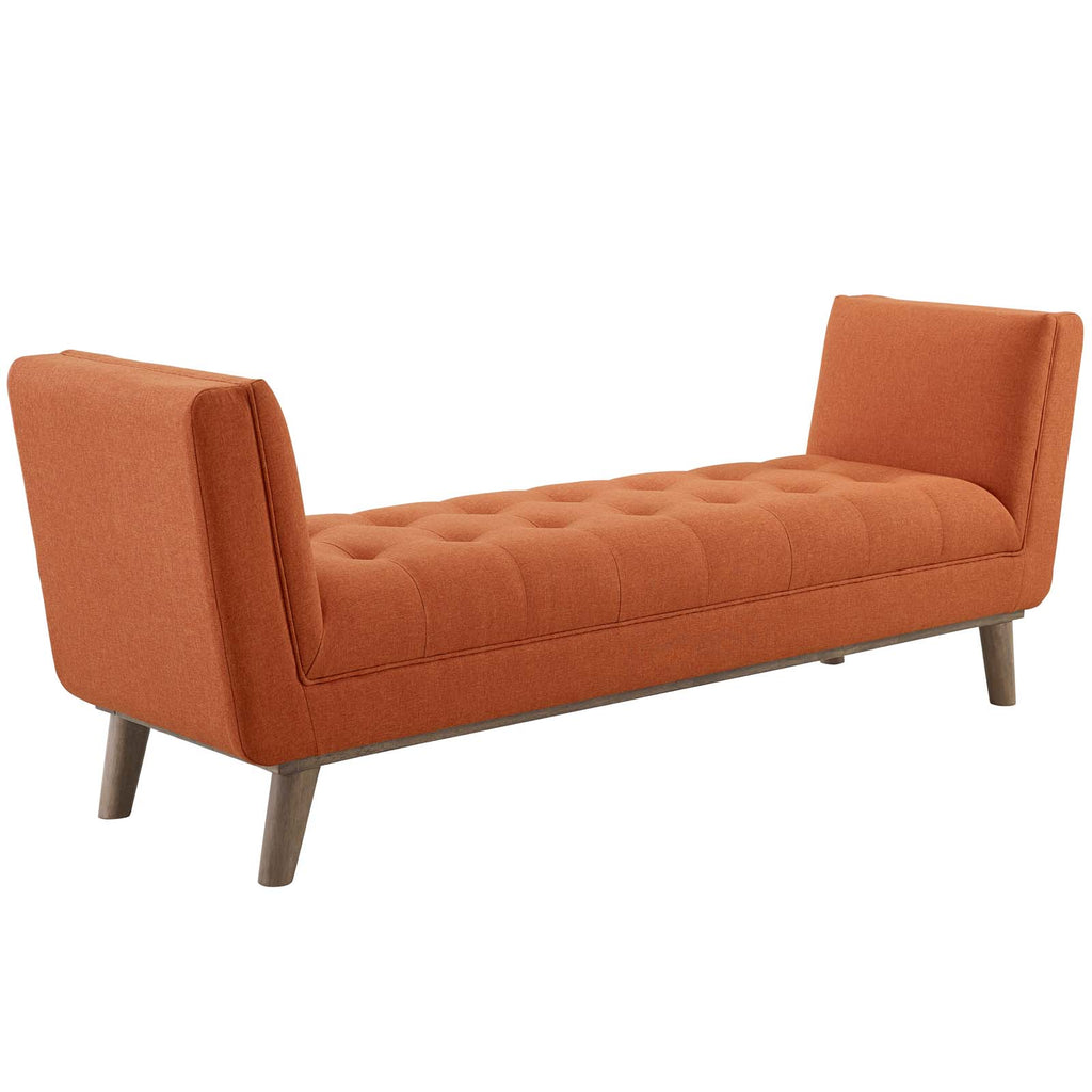 Haven Tufted Button Upholstered Fabric Accent Bench in Orange