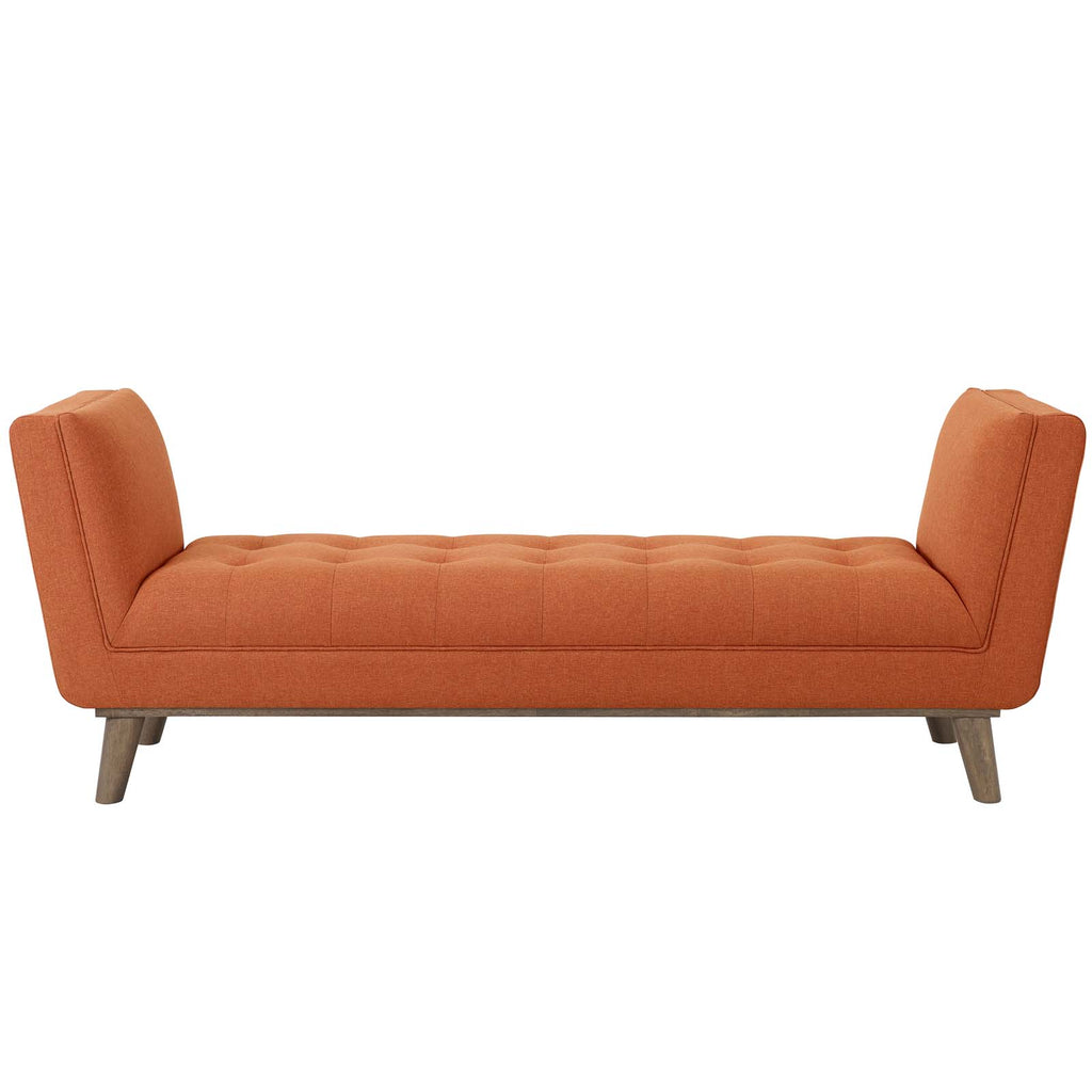 Haven Tufted Button Upholstered Fabric Accent Bench in Orange