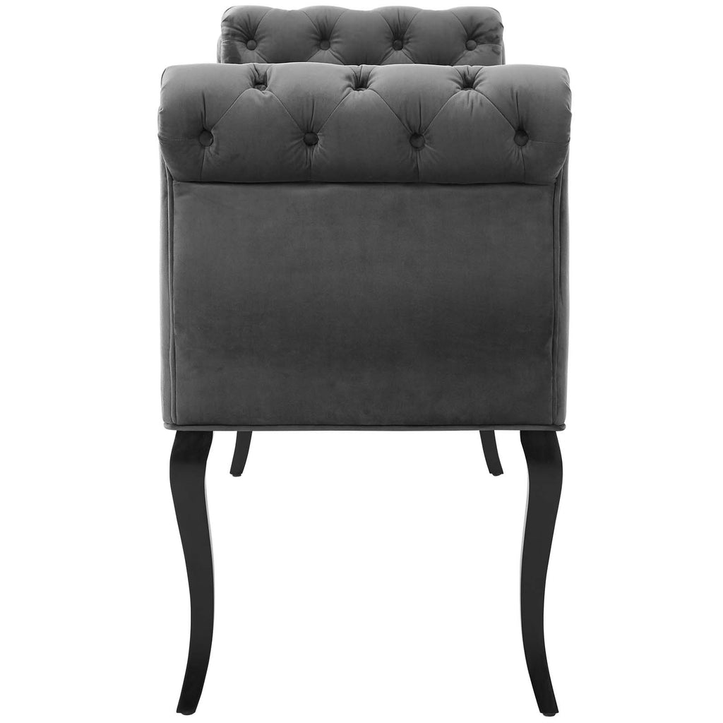 Adelia Chesterfield Style Button Tufted Performance Velvet Bench in Gray