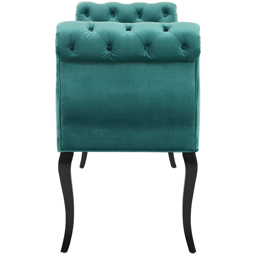 Adelia Chesterfield Style Button Tufted Performance Velvet Bench in Teal