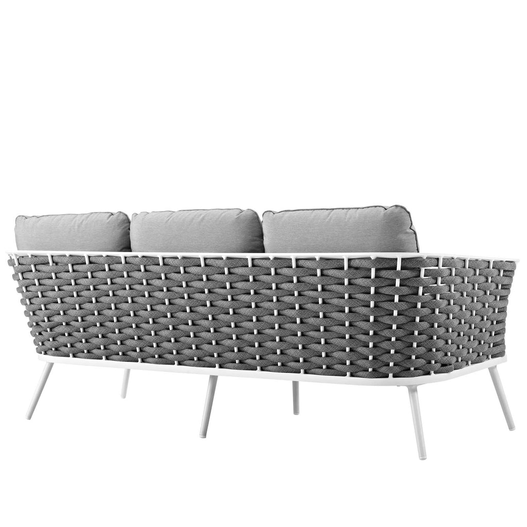 Stance Outdoor Patio Aluminum Sofa in White Gray