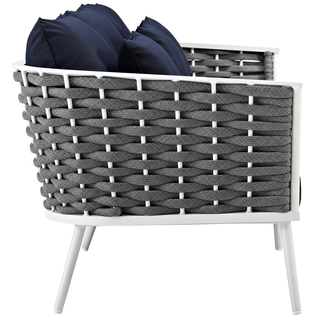 Stance Outdoor Patio Aluminum Sofa in White navy