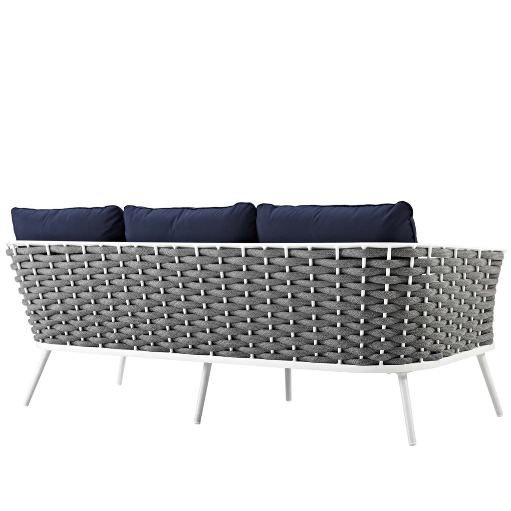 Stance Outdoor Patio Aluminum Sofa in White navy