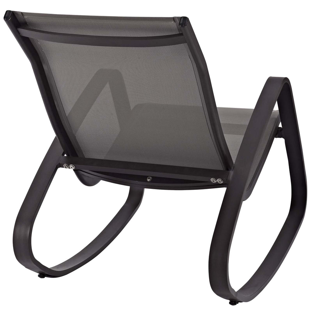 Traveler Rocking Outdoor Patio Mesh Sling Lounge Chair in Black Black