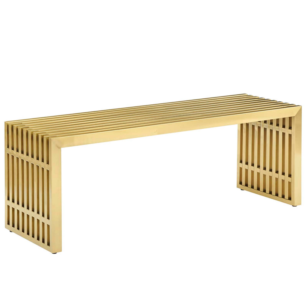 Gridiron Medium Stainless Steel Bench in Gold