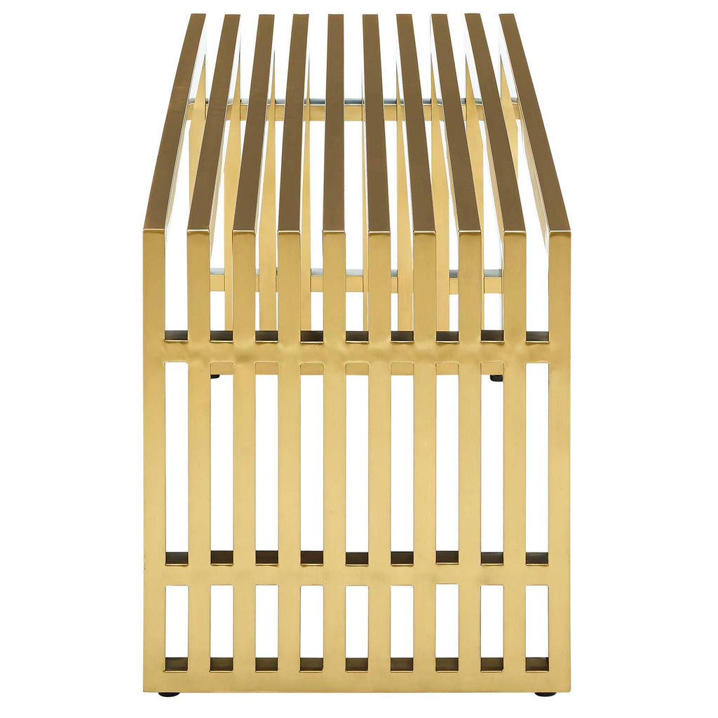 Gridiron Medium Stainless Steel Bench in Gold