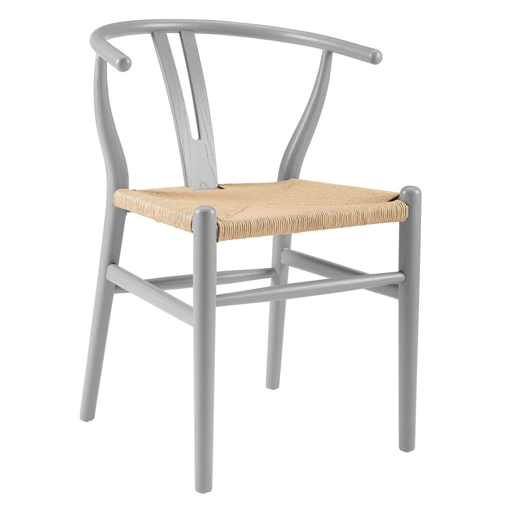 Amish Dining Wood Side Chair in Light Gray