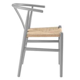 Amish Dining Wood Side Chair in Light Gray