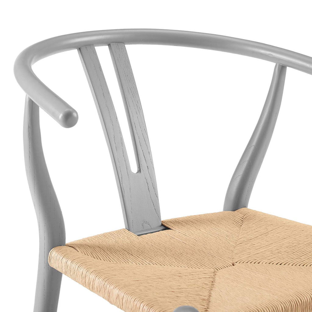 Amish Dining Wood Side Chair in Light Gray