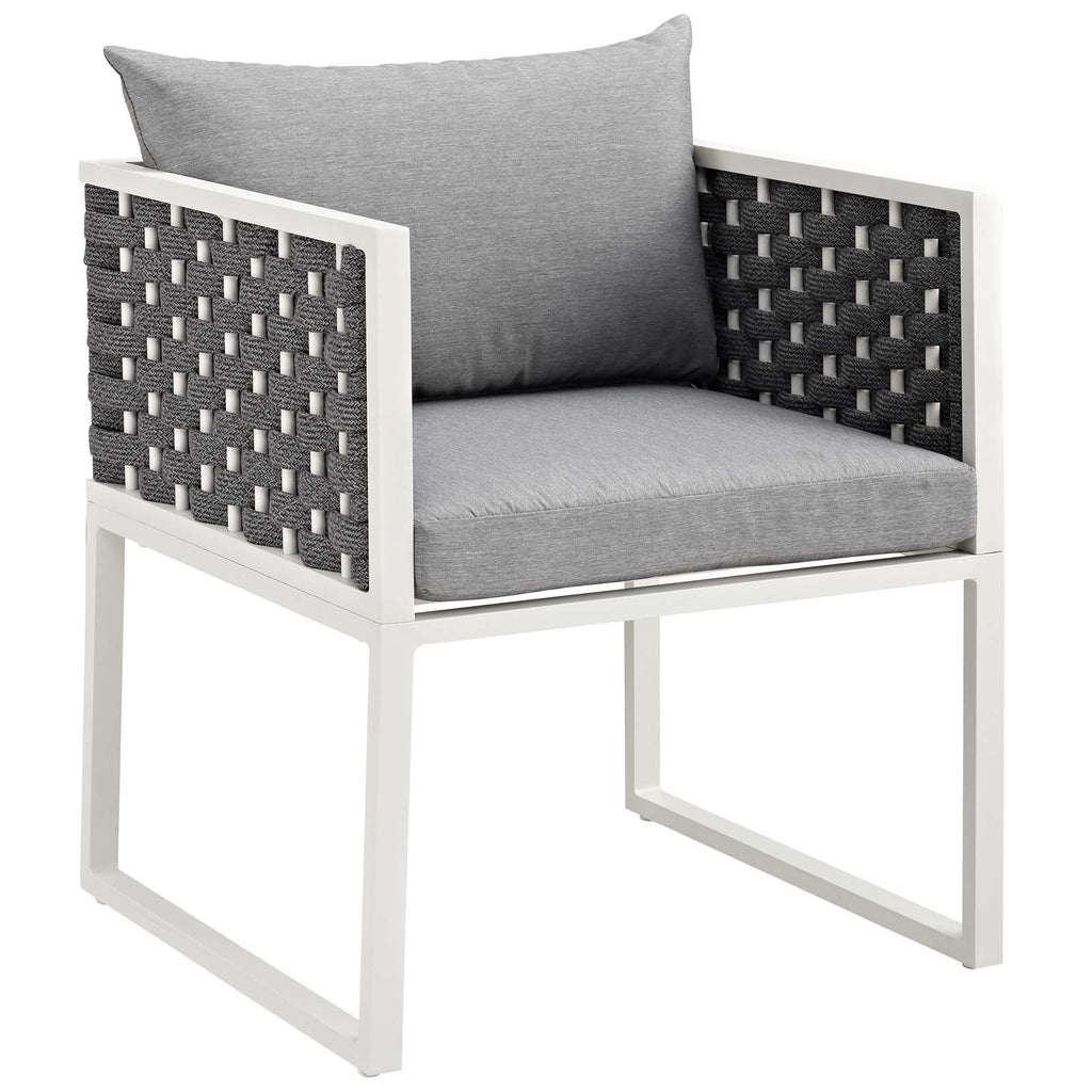 Stance Outdoor Patio Aluminum Dining Armchair in White Gray