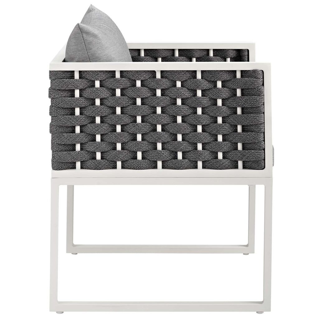 Stance Outdoor Patio Aluminum Dining Armchair in White Gray