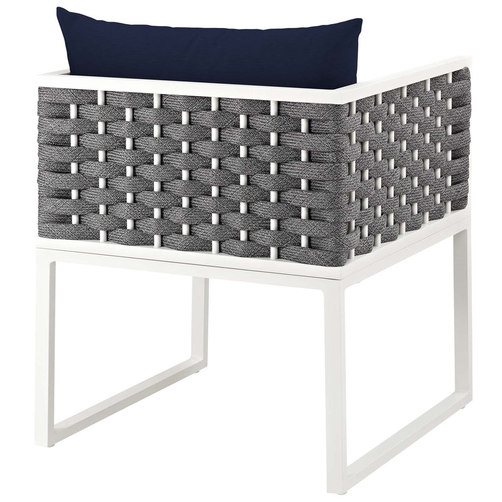 Stance Outdoor Patio Aluminum Dining Armchair in White Navy