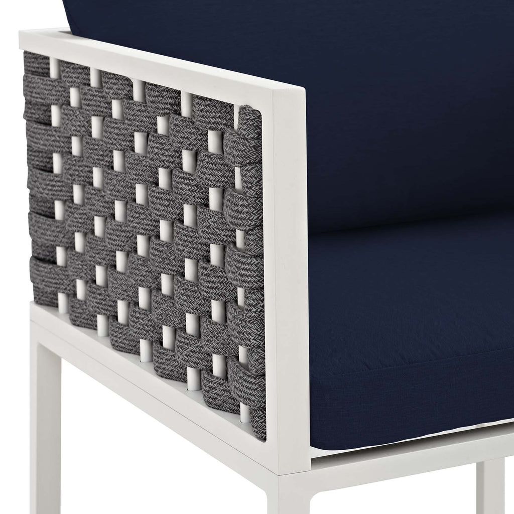 Stance Outdoor Patio Aluminum Dining Armchair in White Navy