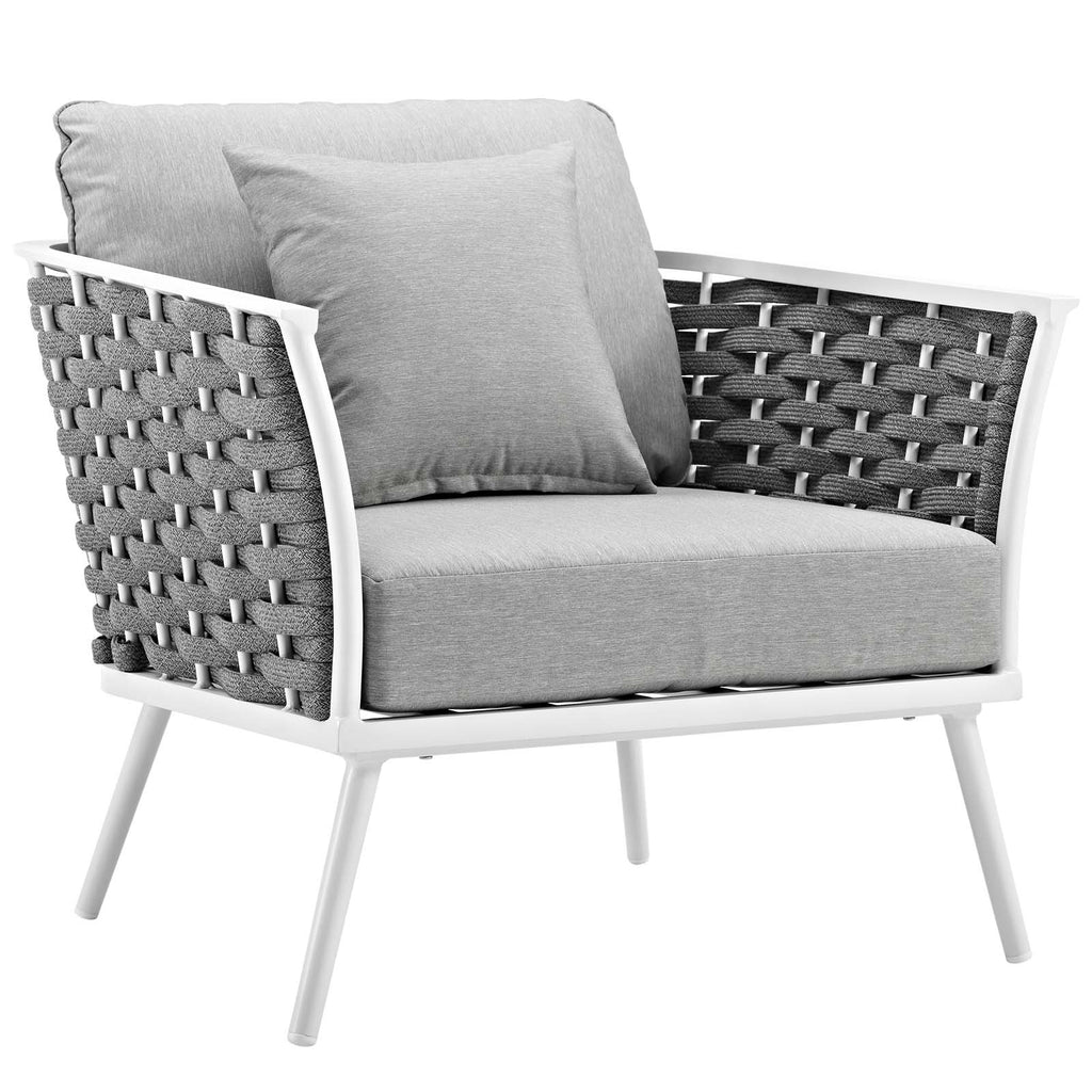 Stance Outdoor Patio Aluminum Armchair in White Gray