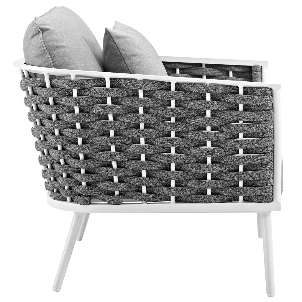 Stance Outdoor Patio Aluminum Armchair in White Gray