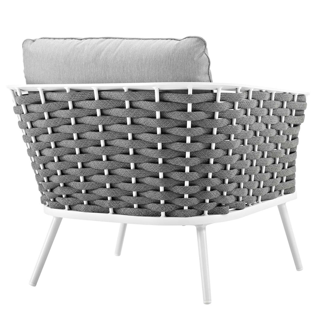 Stance Outdoor Patio Aluminum Armchair in White Gray