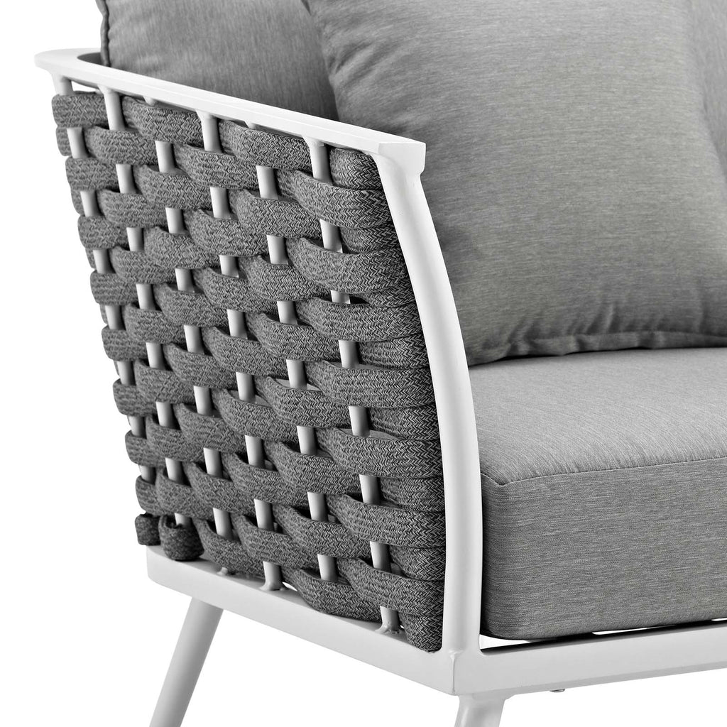 Stance Outdoor Patio Aluminum Armchair in White Gray