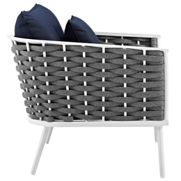 Stance Outdoor Patio Aluminum Armchair in White Navy