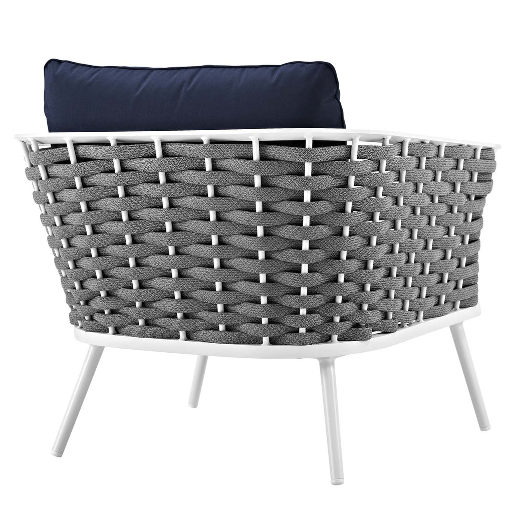 Stance Outdoor Patio Aluminum Armchair in White Navy
