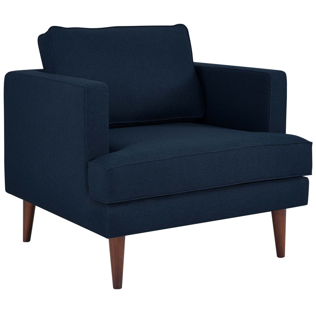 Agile Upholstered Fabric Armchair in Blue