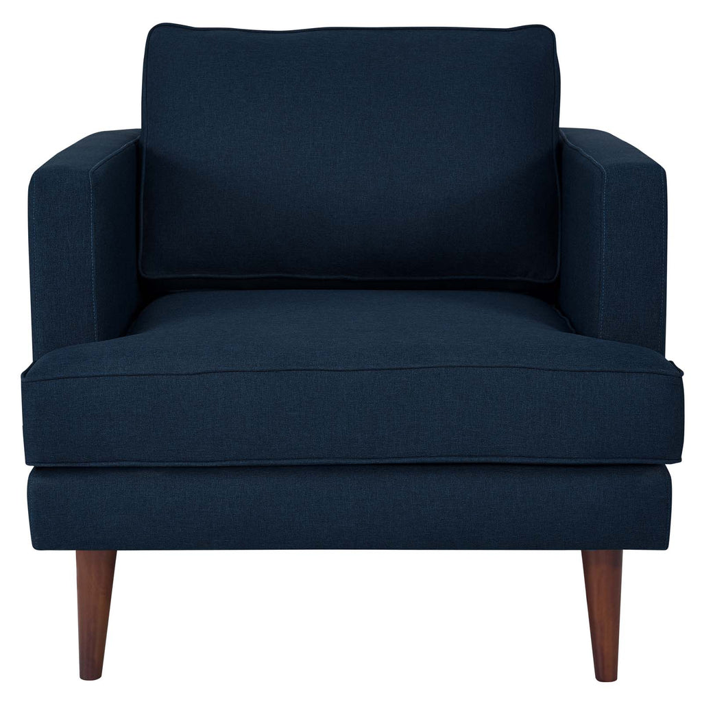 Agile Upholstered Fabric Armchair in Blue