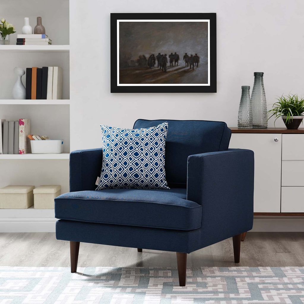 Agile Upholstered Fabric Armchair in Blue