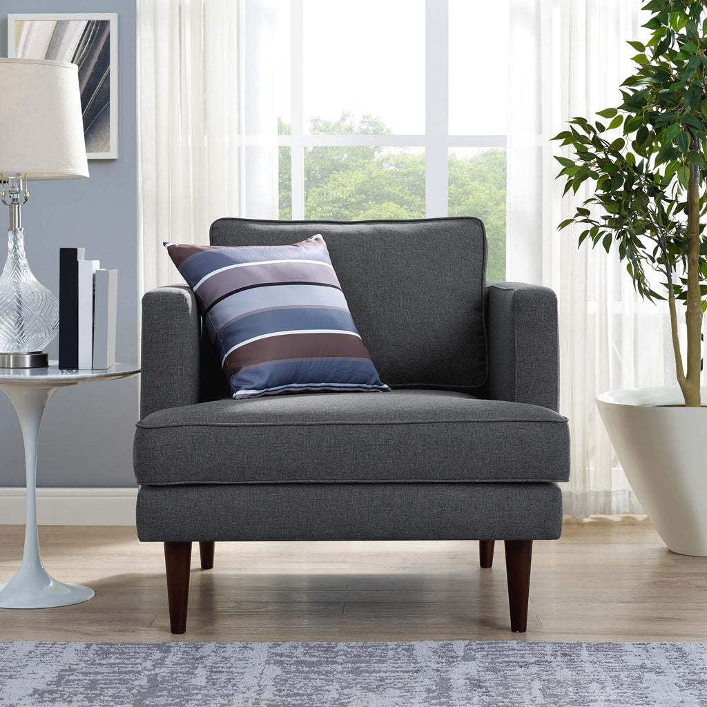 Agile Upholstered Fabric Armchair in Gray