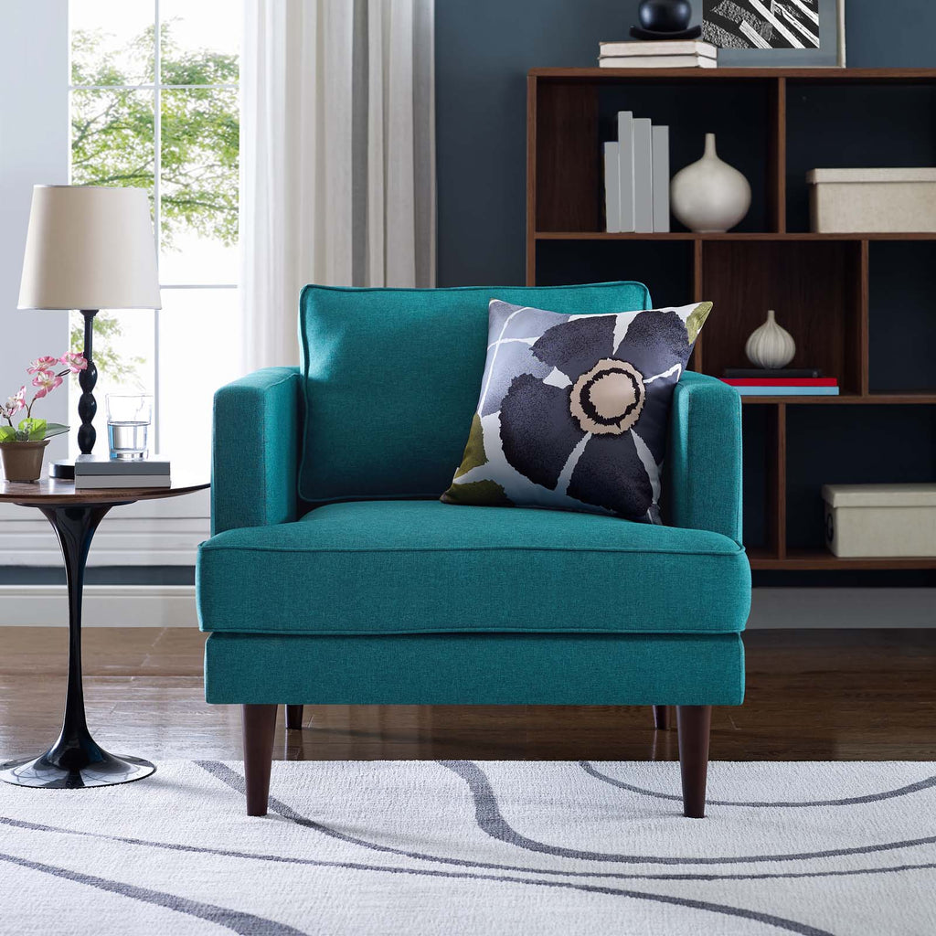 Agile Upholstered Fabric Armchair in Teal