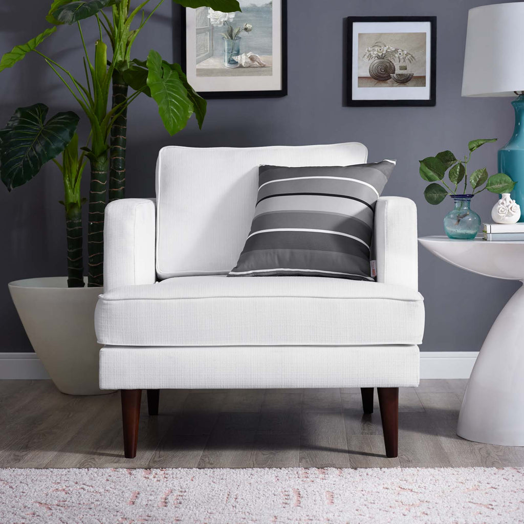 Agile Upholstered Fabric Armchair in White