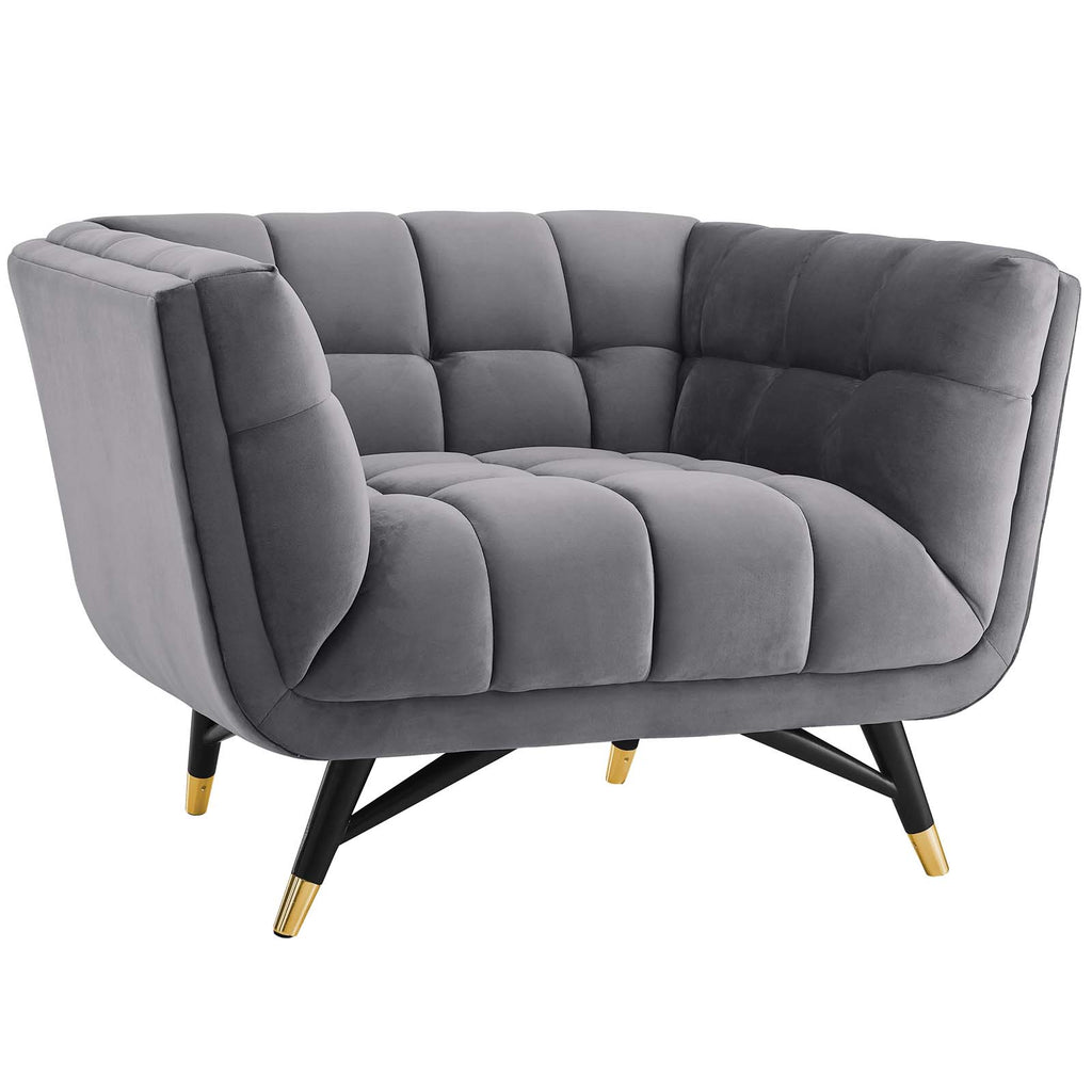 Adept Performance Velvet Armchair in Gray