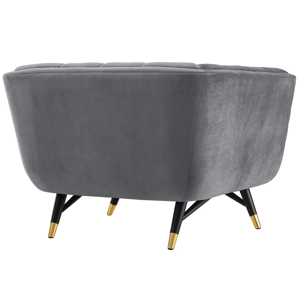 Adept Performance Velvet Armchair in Gray