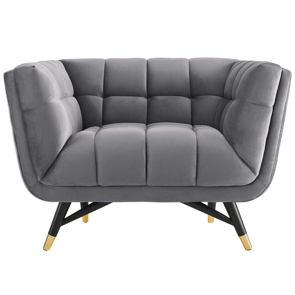 Adept Performance Velvet Armchair in Gray