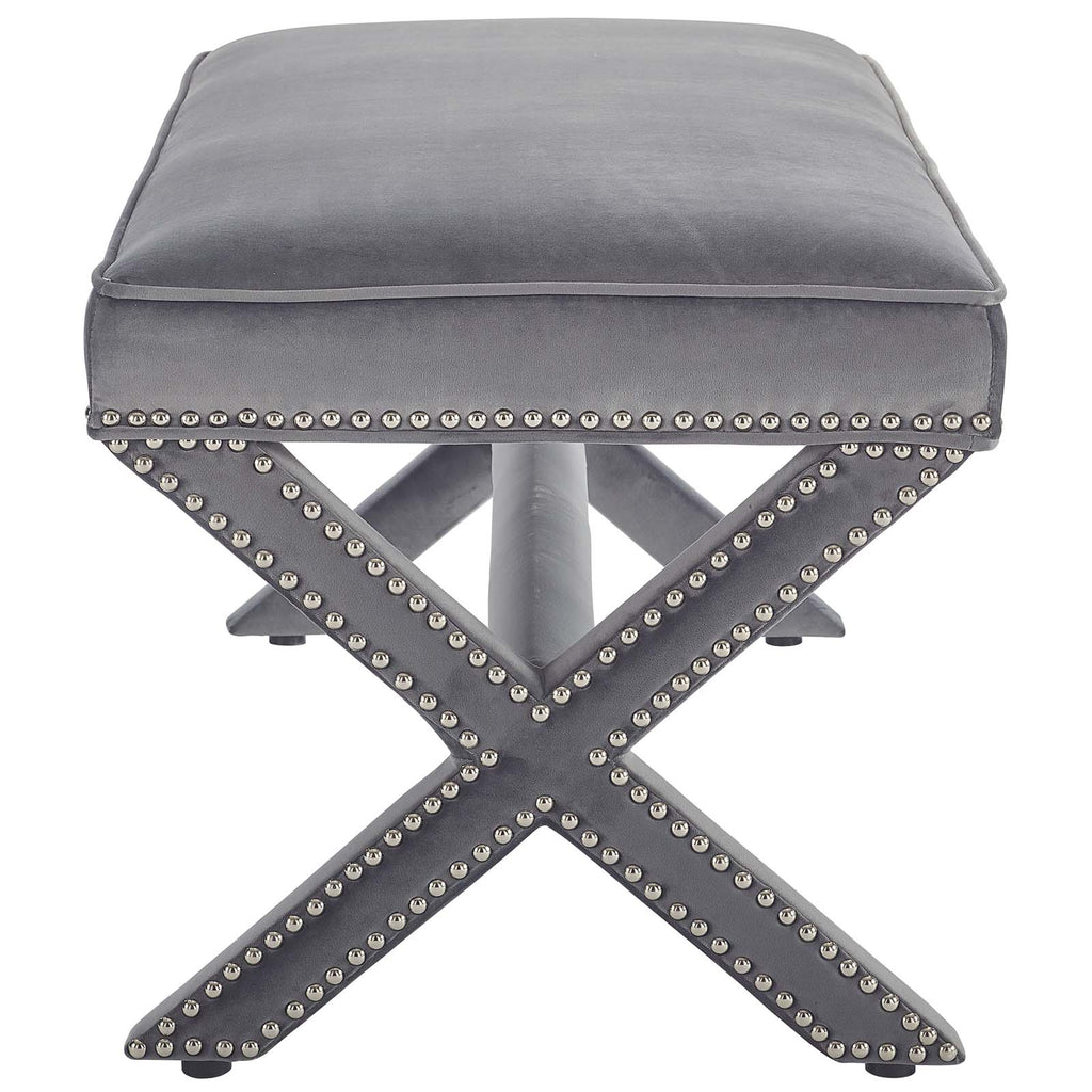 Rivet Performance Velvet Bench in Gray