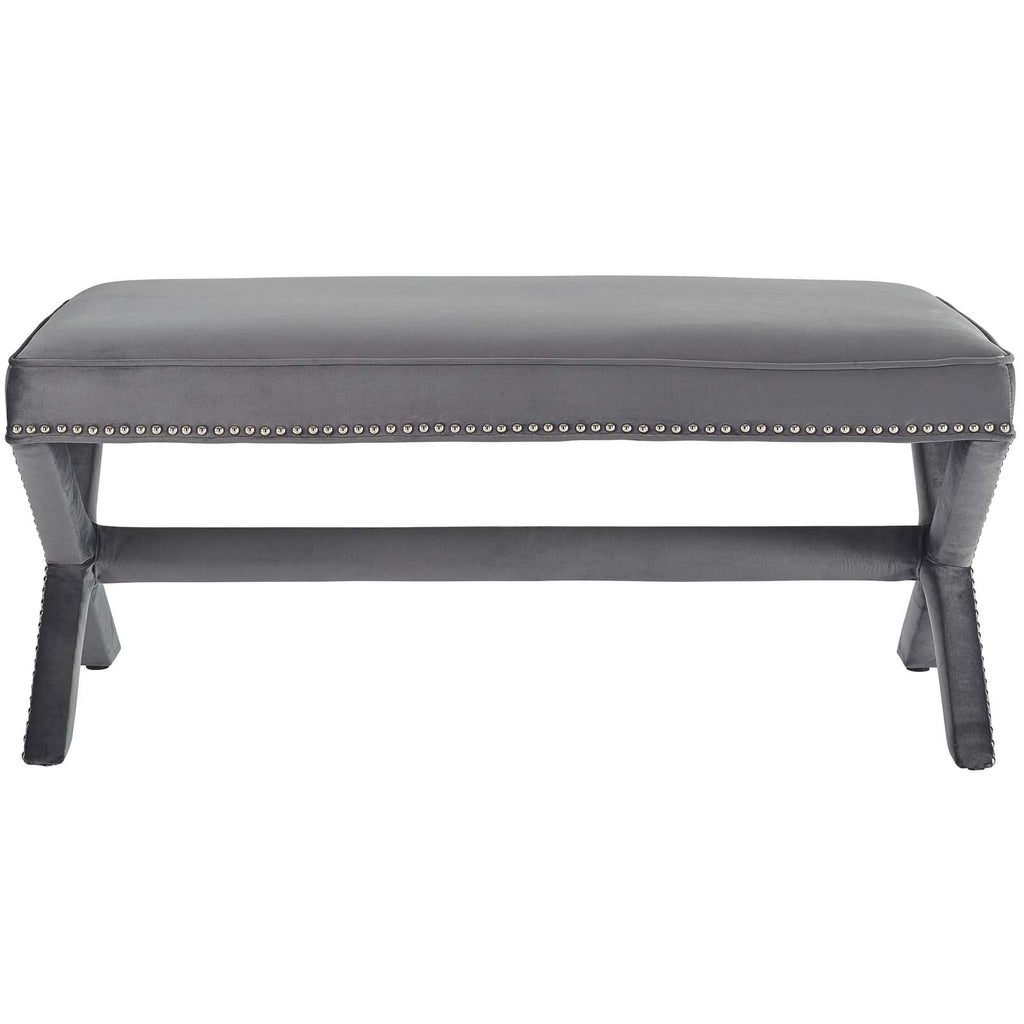 Rivet Performance Velvet Bench in Gray