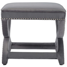 Expound Upholstered Nailhead Trim Performance Velvet Ottoman in Gray