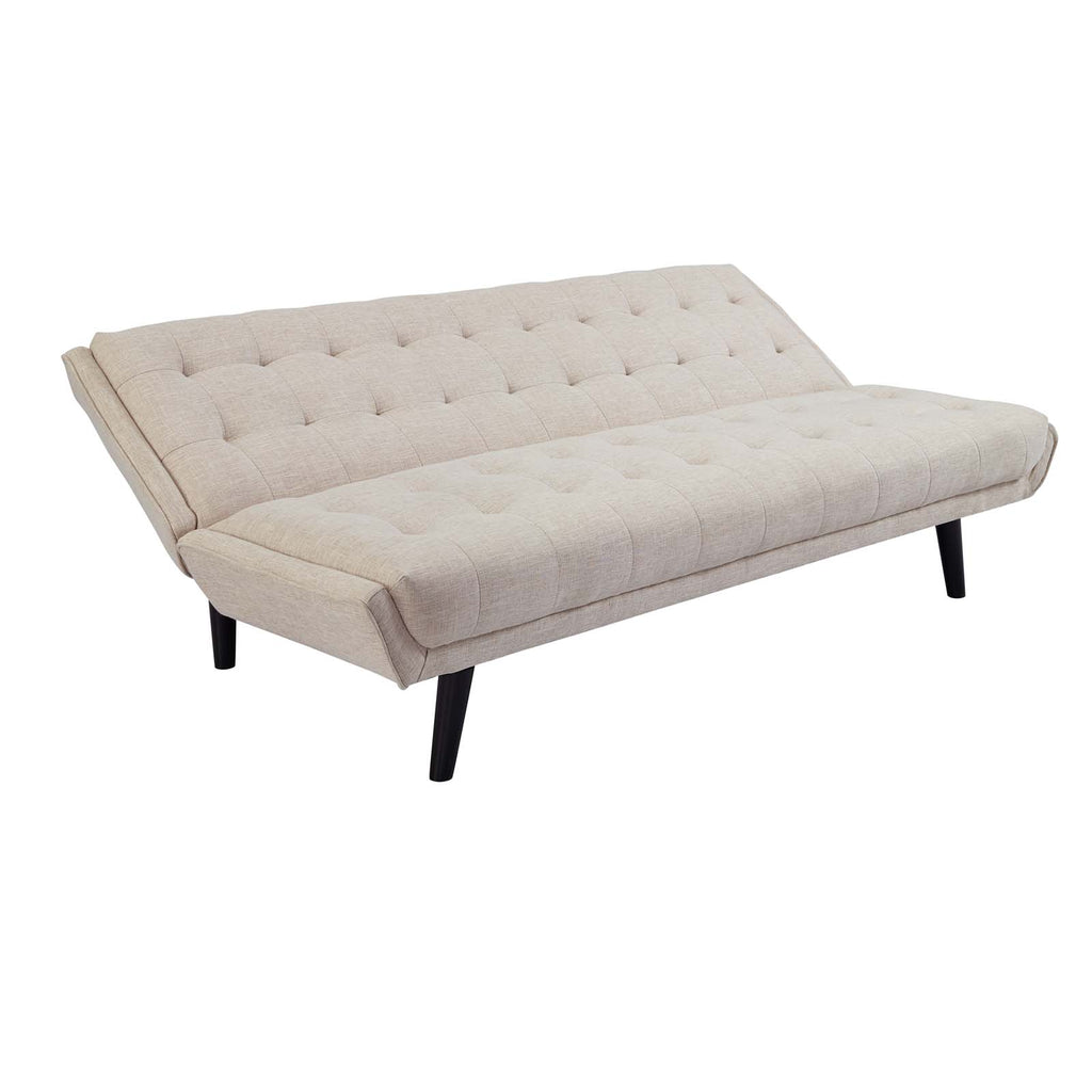Glance Tufted Convertible Fabric Sofa Bed in Beige