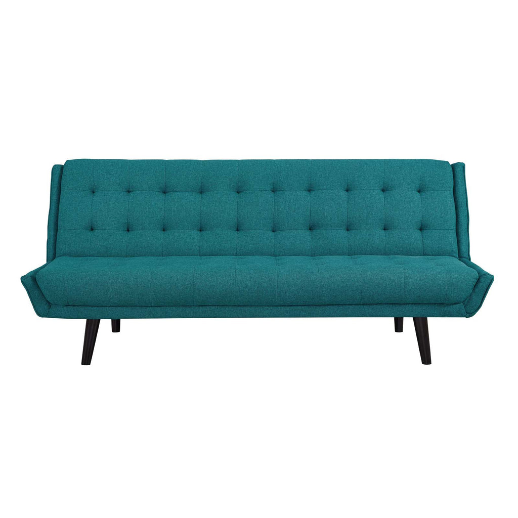 Glance Tufted Convertible Fabric Sofa Bed in Teal
