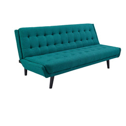 Glance Tufted Convertible Fabric Sofa Bed in Teal