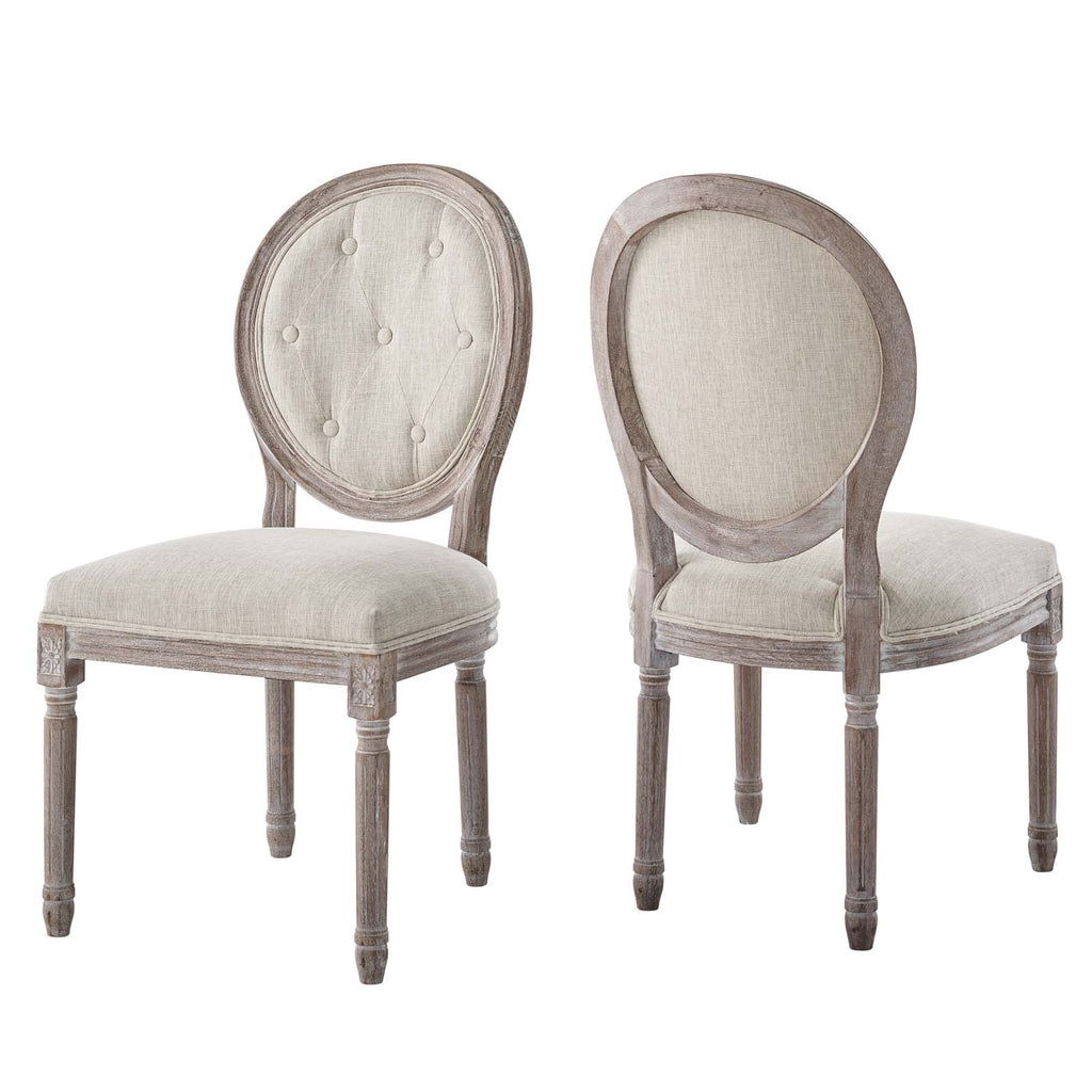 Arise Vintage French Upholstered Fabric Dining Side Chair Set of 2 in Beige