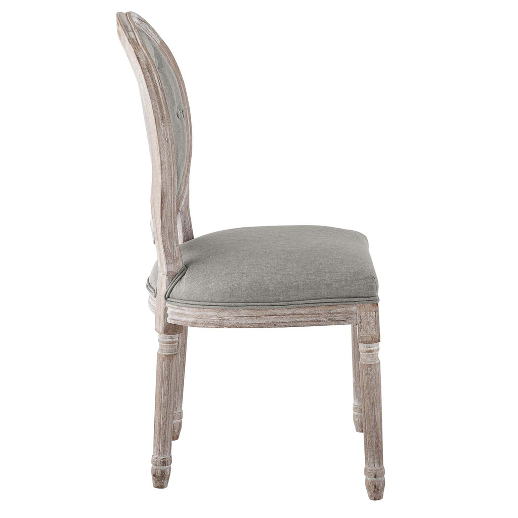 Arise Vintage French Upholstered Fabric Dining Side Chair Set of 2 in Light Gray