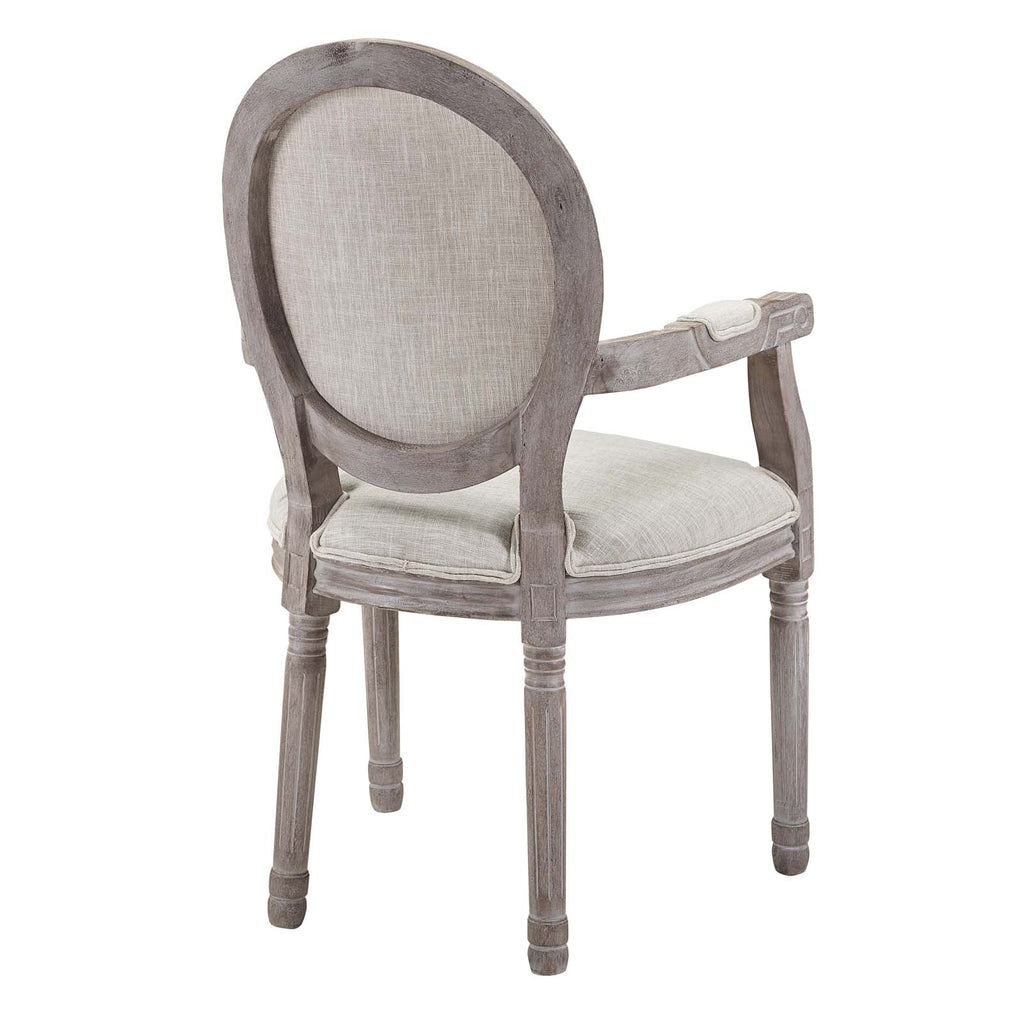 Arise Vintage French Upholstered Fabric Dining Armchair Set of 2 in Beige