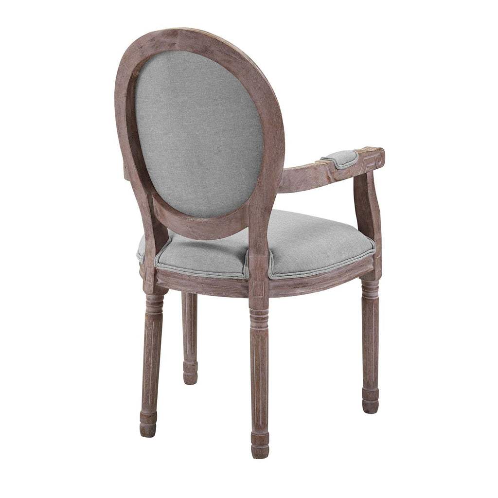 Arise Vintage French Upholstered Fabric Dining Armchair Set of 2 in Light Gray